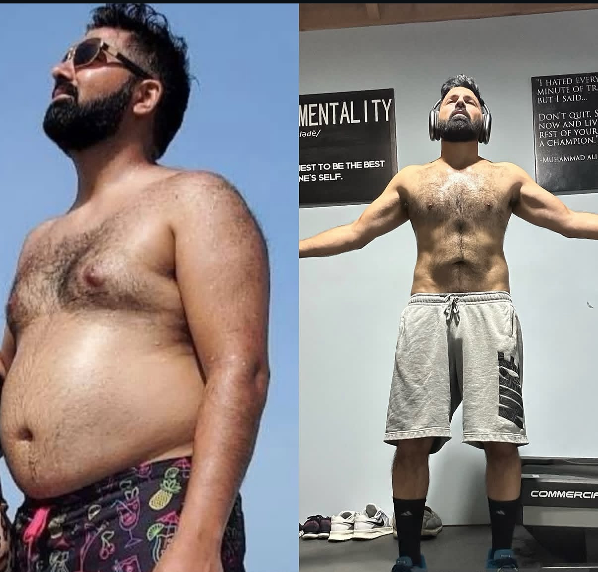Ahmed before and after losing 45 pounds