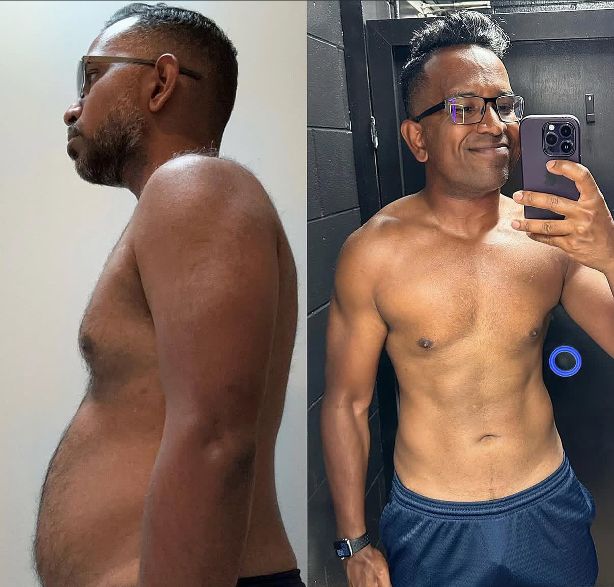 Samir before and after his body recomposition